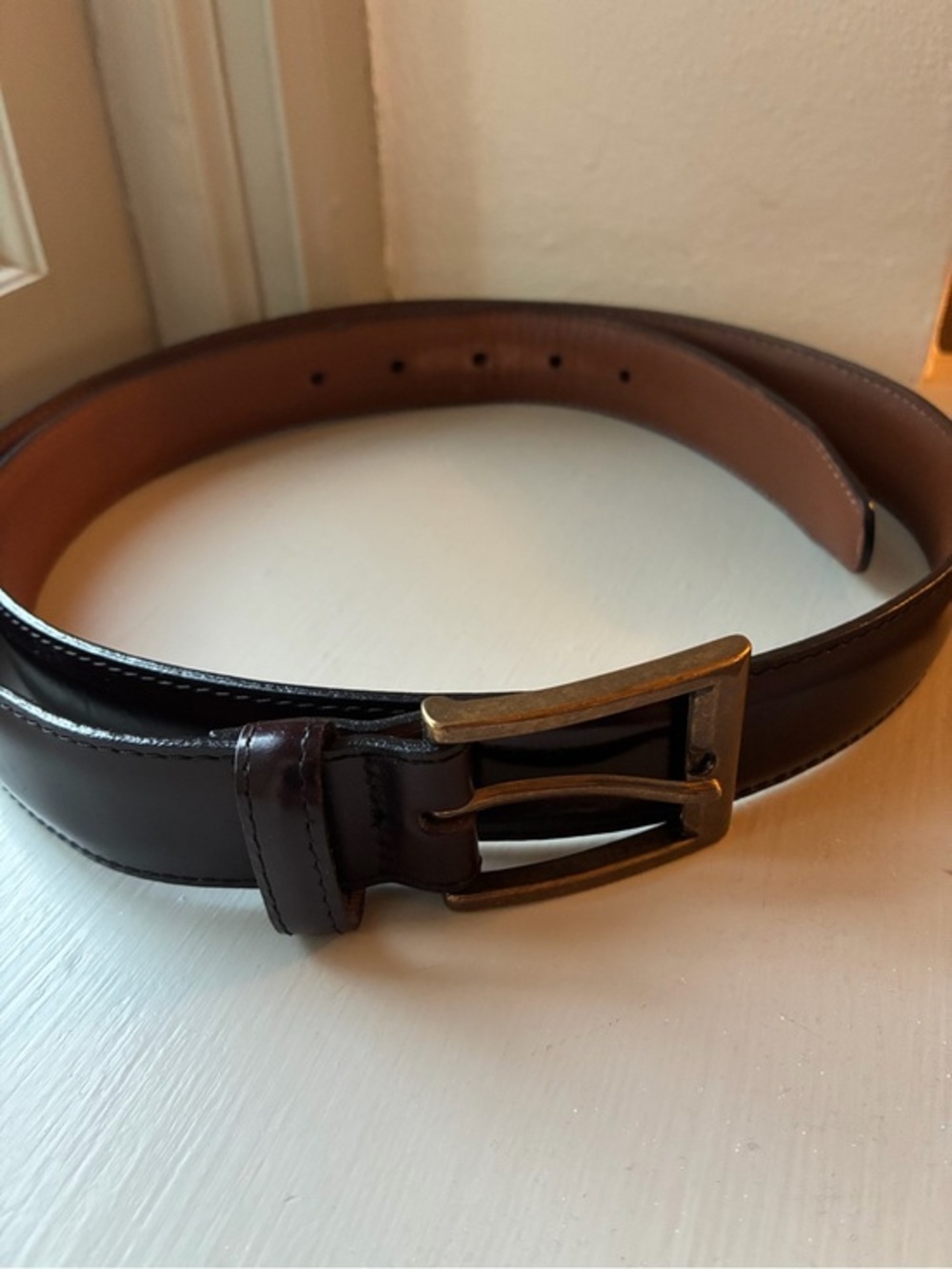 L.L. Bean Men’s Size 36 Brown Leather Belt Made in USA Vintage Casual Classic